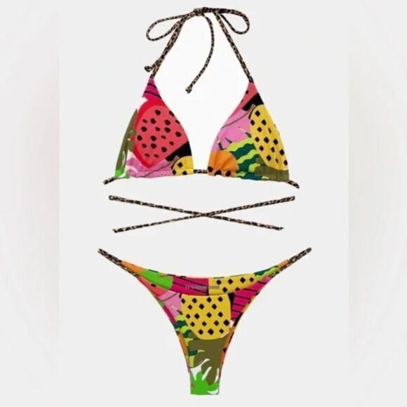 NEW It’s now cool  String Bikini Bottom cheeky thong in Tropicool, size M - Picture 4 of 12